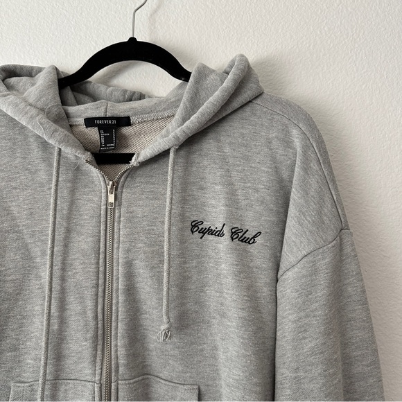 Forever 21 Cupids Club Hoodie Zip-Up Sweatshirt - Picture 2 of 7